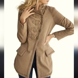 NWT‎ Soft Surroundings Turlington Latte Military Style Jacket Tan Brown M